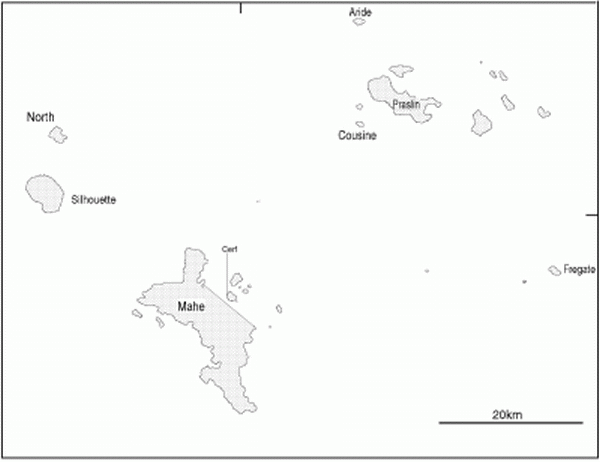 Map of the Granitic Islands of Seychelles